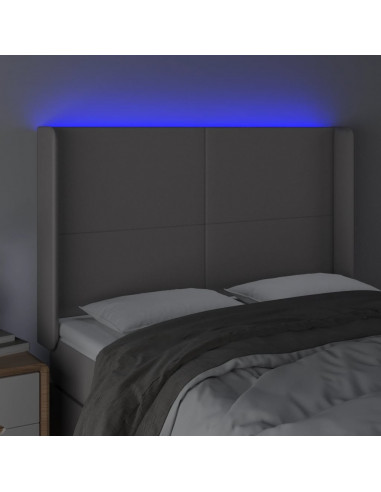 Testiera a LED Grigio 147x16x118/128cm in Similpelle