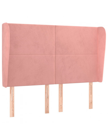 Testiera ad Orecchio Rosa 147x23x118/128 cm in Velluto