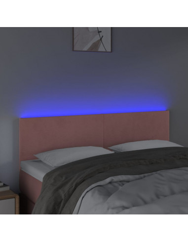 Testiera a LED Rosa 144x5x78/88 cm in Velluto