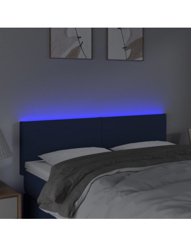 Testiera a LED Blu 144x5x78/88 cm in Tessuto