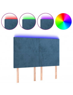 Testiera a LED Blu Scuro 144x5x118/128 cm in Velluto 2