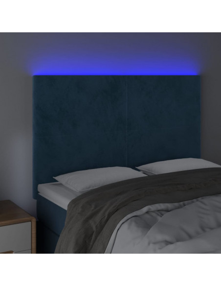 Testiera a LED Blu Scuro 144x5x118/128 cm in Velluto