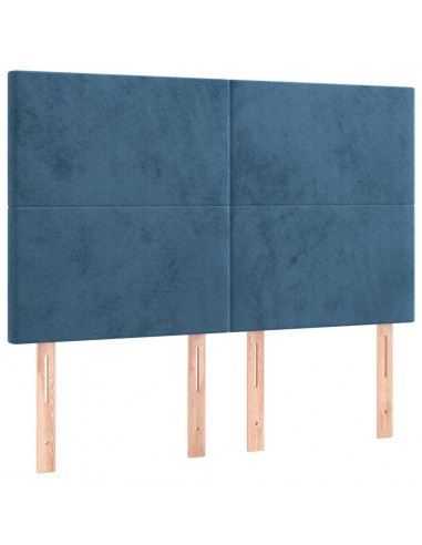 Testiera a LED Blu Scuro 144x5x118/128 cm in Velluto