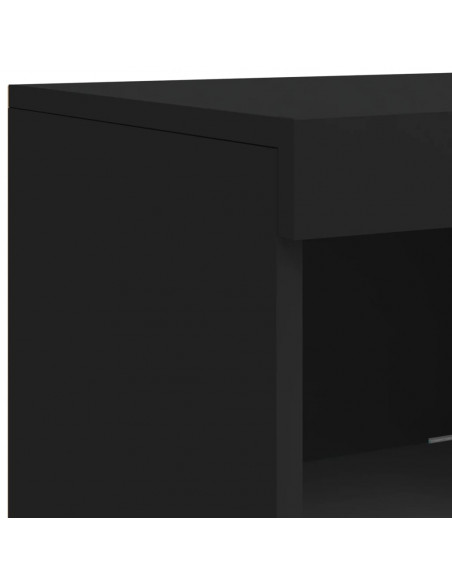 Credenze con Luci LED 3 pz Nere in Legno Multistrato