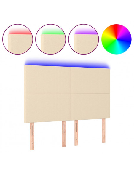 Testiera a LED Crema 144x5x118/128 cm in Tessuto