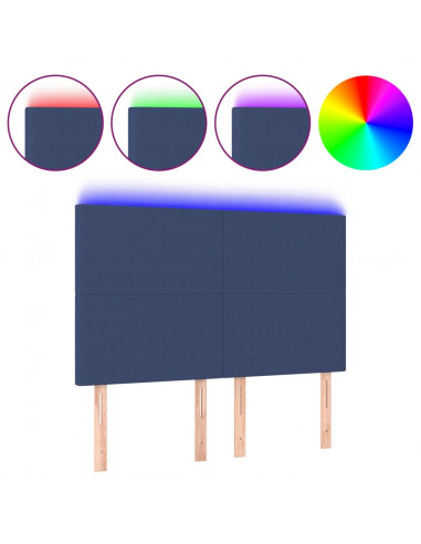 Testiera a LED Blu 144x5x118/128 cm in Tessuto