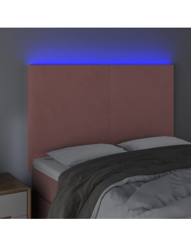 Testiera a LED Rosa 144x5x118/128 cm in Velluto