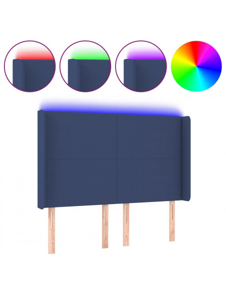Testiera a LED Blu 147x16x118/128 cm in Tessuto