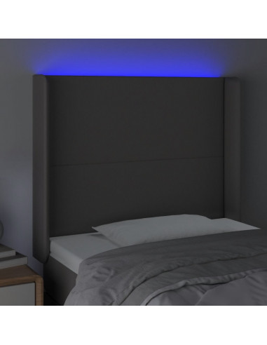 Testiera a LED Grigio 83x16x118/128 cm in Similpelle