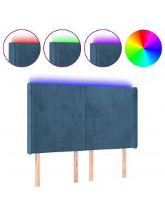 Testiera a LED Blu Scuro 147x16x118/128 cm in Velluto 2