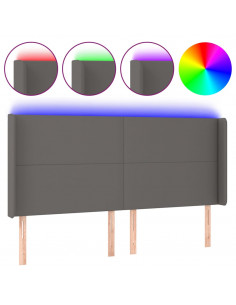 Testiera a LED Grigio 163x16x118/128cm in Similpelle 2