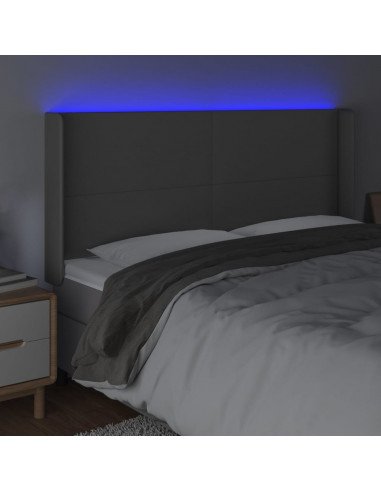 Testiera a LED Grigio 163x16x118/128cm in Similpelle