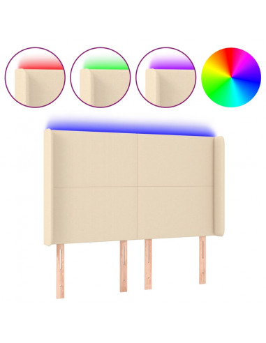 Testiera a LED Crema 147x16x118/128 cm in Tessuto