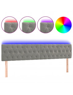 Testiera a LED Grigio Chiaro 200x7x78/88 cm in Velluto 2