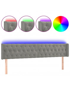 Testiera a LED Grigio Chiaro 203x16x78/88 cm in Velluto 2
