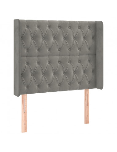 Testiera a LED Grigio Chiaro 103x16x118/128 cm in Velluto