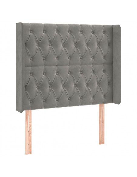 Testiera ad Orecchio Grigio Chiaro 103x16x118/128 cm in Velluto