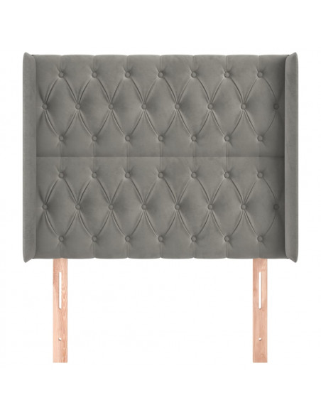 Testiera ad Orecchio Grigio Chiaro 103x16x118/128 cm in Velluto