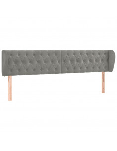 Testiera ad Orecchio Grigio Chiaro 203x23x78/88 cm in Velluto 2