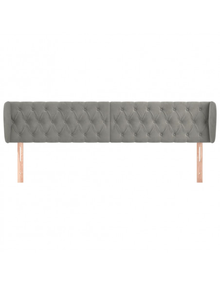 Testiera ad Orecchio Grigio Chiaro 203x23x78/88 cm in Velluto