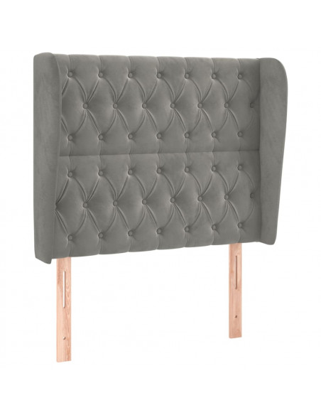 Testiera ad Orecchio Grigio Chiaro 103x23x118/128 cm in Velluto