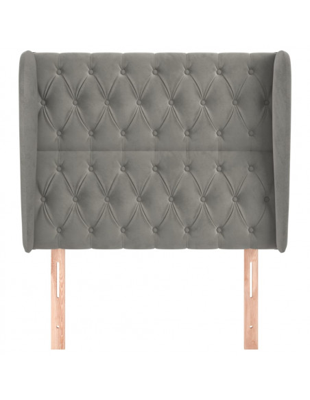 Testiera ad Orecchio Grigio Chiaro 103x23x118/128 cm in Velluto
