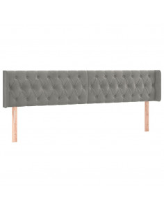 Testiera ad Orecchio Grigio Chiaro 203x16x78/88 cm in Velluto 2