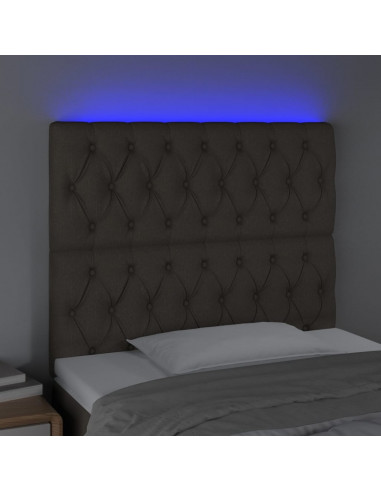 Testiera a LED tortora 100x7x118/128cm in Tessuto