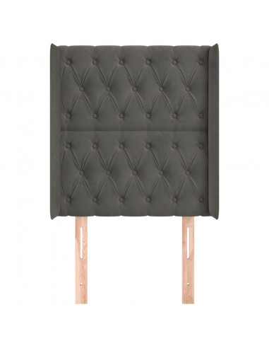 Testiera ad Orecchio Grigio Scuro 83x16x118/128 cm in Velluto