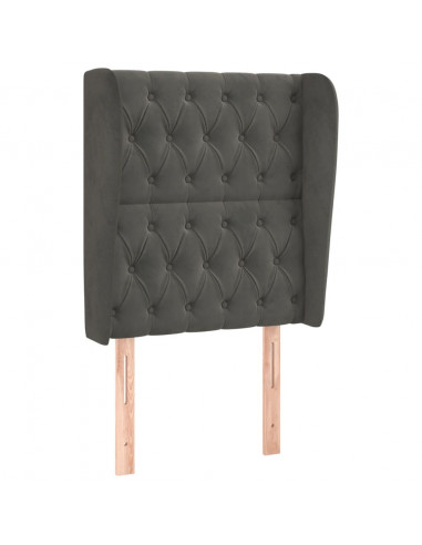 Testiera ad Orecchio Grigio Scuro 83x23x118/128 cm in Velluto