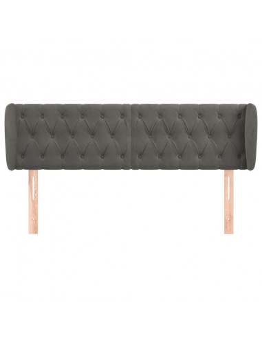 Testiera ad Orecchio Grigio Scuro 163x23x78/88 cm in Velluto