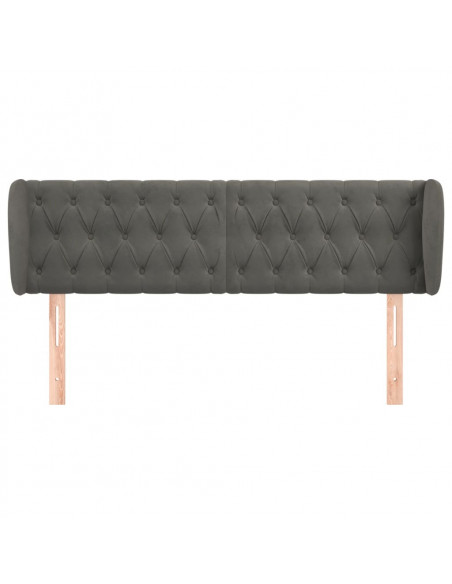 Testiera ad Orecchio Grigio Scuro 163x23x78/88 cm in Velluto