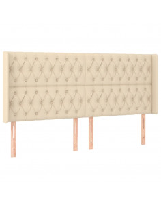 Testiera ad Orecchio Crema 203x23x118/128 cm in Tessuto 2