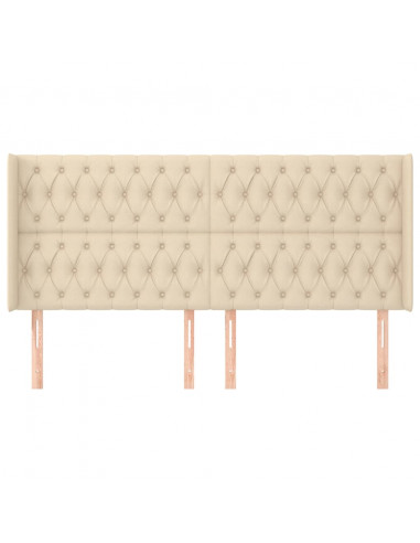 Testiera ad Orecchio Crema 203x23x118/128 cm in Tessuto