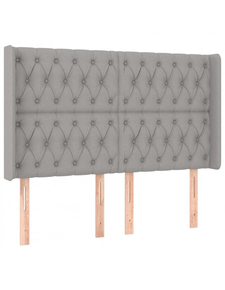 Testiera ad Orecchio Grigio Chiaro 163x16x118/128 cm in Tessuto