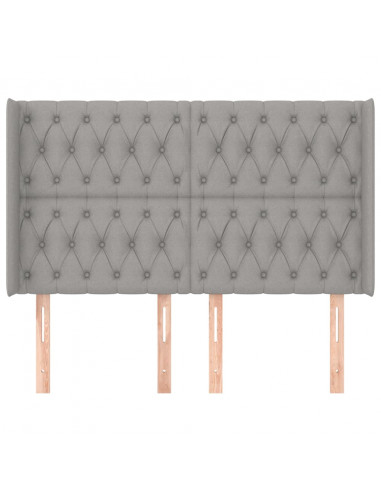 Testiera ad Orecchio Grigio Chiaro 163x16x118/128 cm in Tessuto