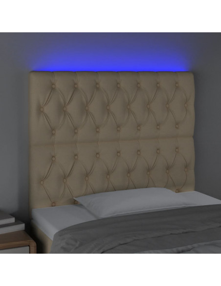 Testiera a LED Crema 100x7x118/128 cm in Tessuto