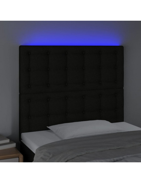 Testiera a LED nero 90x5x118/128 cm in Tessuto