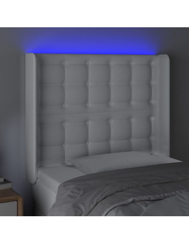 Testiera a LED Bianco 103x16x118/128 cm in Similpelle