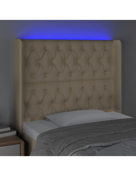 Testiera a LED Crema 103x16x118/128 cm in Tessuto
