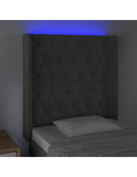 Testiera a LED Grigio Scuro 83x16x118/128 cm in Velluto