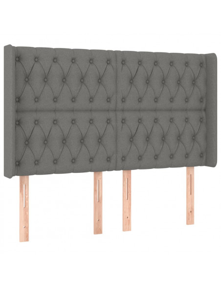Testiera a LED GrigioScuro 163x16x118/128cm inTessuto