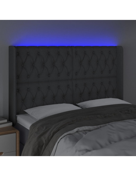 Testiera a LED GrigioScuro 163x16x118/128cm inTessuto