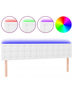 Testiera Bianca a LED 200x5x78/88 cm in Similpelle 2