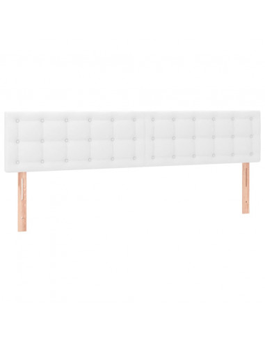 Testiera Bianca a LED 200x5x78/88 cm in Similpelle