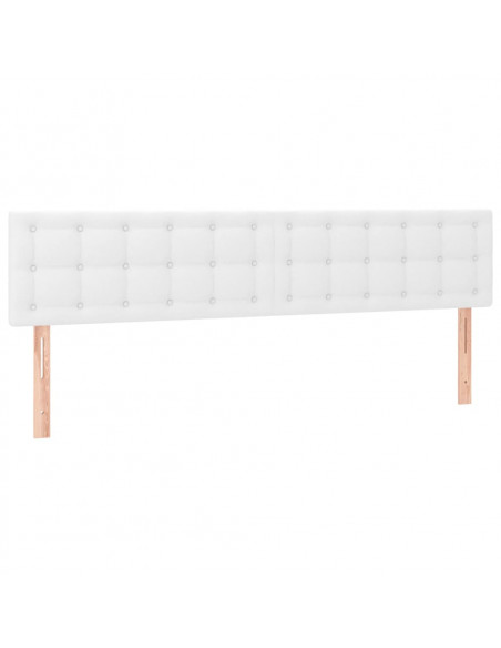 Testiera Bianca a LED 200x5x78/88 cm in Similpelle