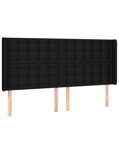 Testiera ad Orecchio Nera 183x16x118/128 cm in Tessuto