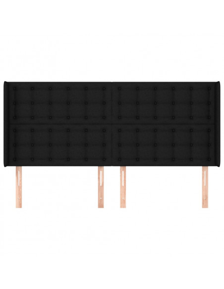 Testiera ad Orecchio Nera 183x16x118/128 cm in Tessuto