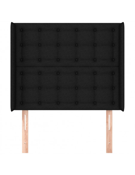 Testiera ad Orecchio Nera 93x16x118/128 cm in Tessuto