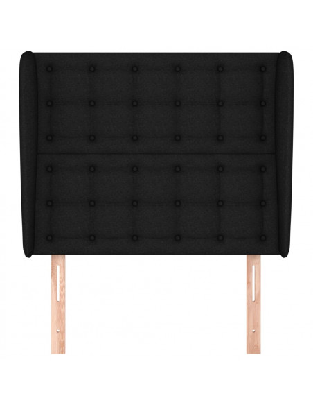 Testiera ad Orecchio Nera 93x23x118/128 cm in Tessuto